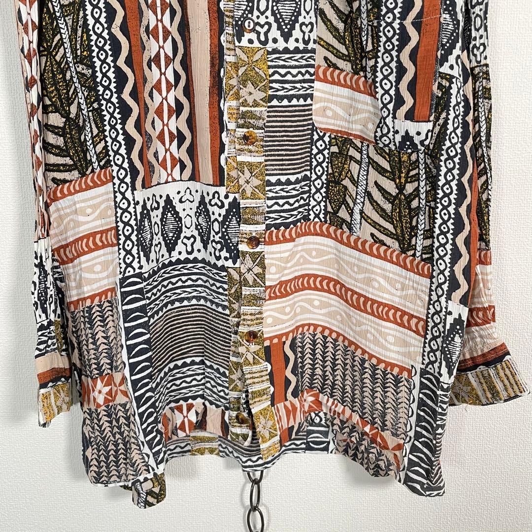 総柄シワシャツ