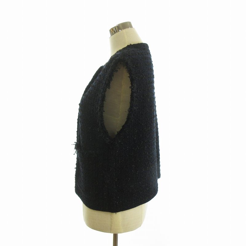 シップス SHIPS 美品 22SS ツイードベスト 前開き 316-61-0234 紺 ネイビー レディース シップス SHIPS 美品 22SS ツイードベスト 前開き 316-61-0234