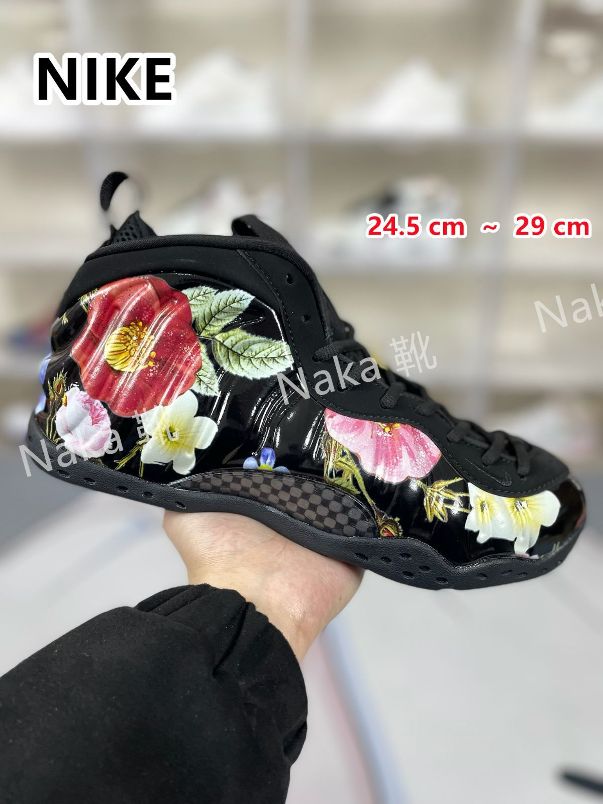 新品 未使用 NIKE ナイキ AIR FOAMPOSITE ONE 'FLORAL' BLACK/BLACK-WHITE エア フォームポジット ワン "フローラル" メンズ レディース スニーカー ブラック/ホワイト 314996-012 男女兼用