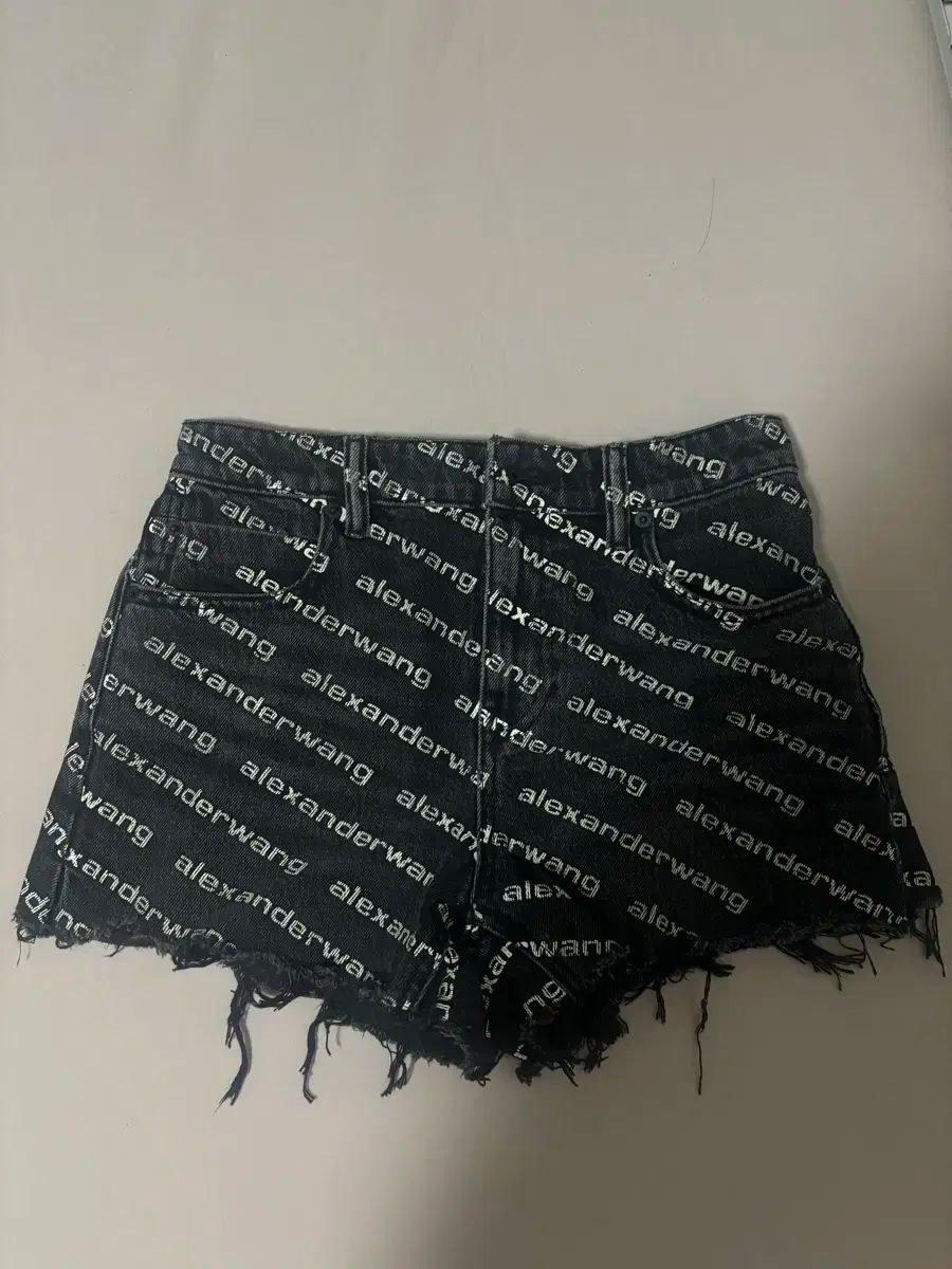 alexanderwang ロゴプリント デニムショートパンツ ☆Alexander Wang☆限定セール ロゴプリントデニムショーツ 青色