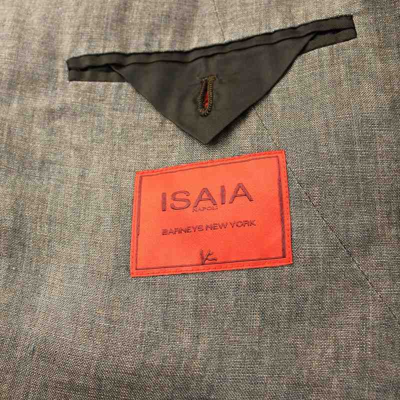 美品 ISAIA イザイヤ テーラードジャケット リネン シルク カシミヤ 麻絹 美品】イザイア テーラード ジャケット SAILOR シルク混 チェック