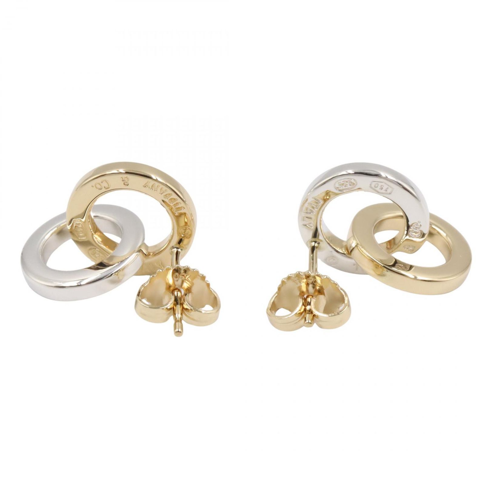 ティファニー TIFFANY＆CO ピアス ダブルサークルピアス K18 イエローゴールド シルバー925 ダブルサークルピアス レディース Used A