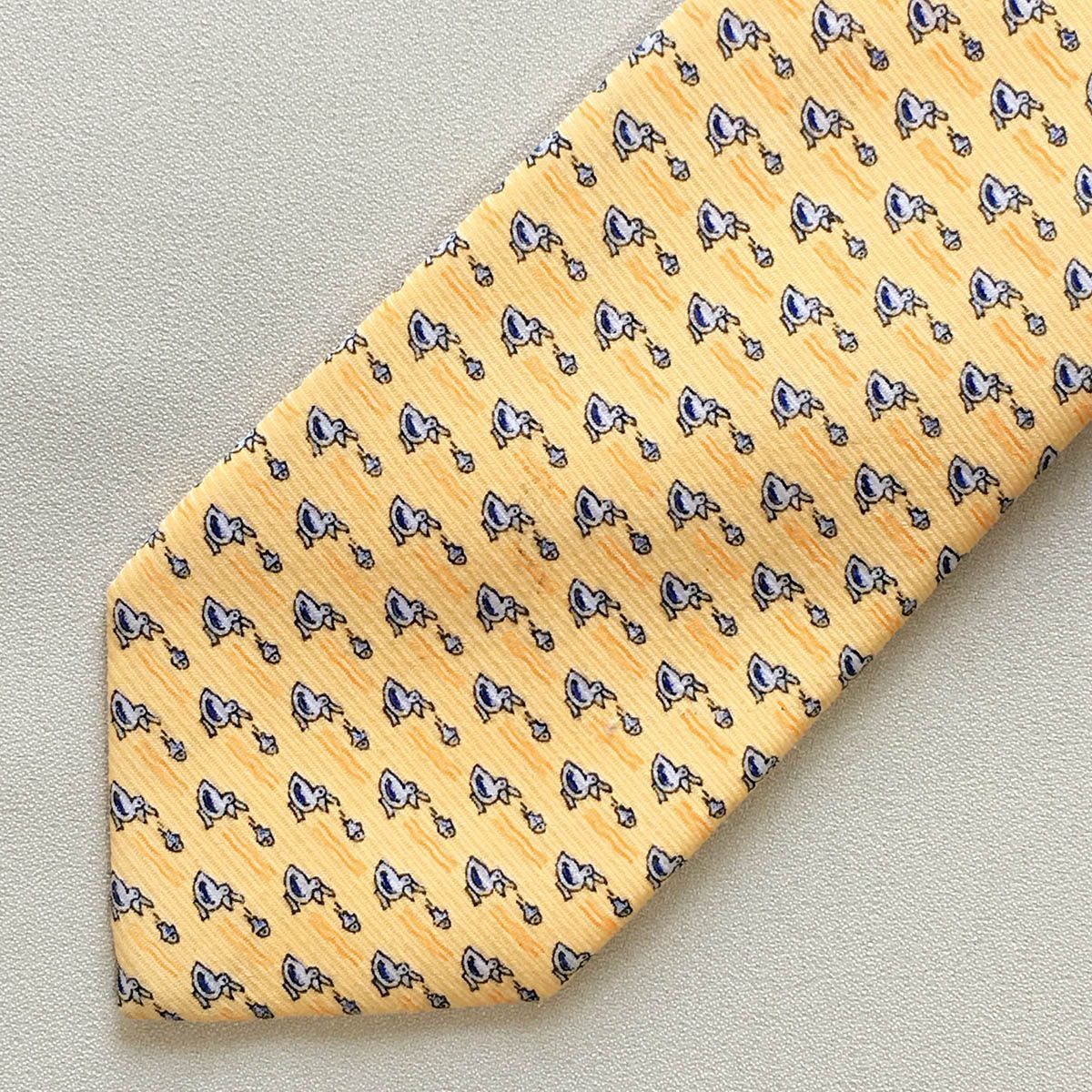 美品 エルメス HERMES ネクタイ シルク100% 動物柄 カモメ 美品 エルメス HERMES ネクタイ シルク100% フランス製 オレンジ