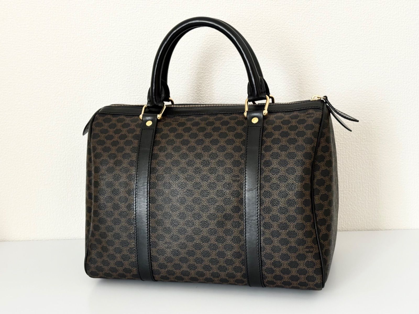 美品 CELINE セリーヌ マカダム柄 2WAY ボストンバッグ 黒