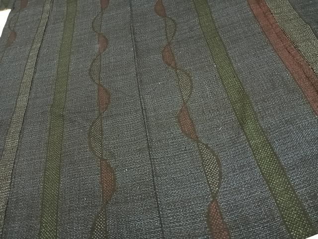 平和屋着物▽本場結城紬　重要無形文化財　単衣　80亀甲　縞　正絹　逸品　AAAV8397fy 平和屋着物▽本場結城紬 重要無形文化財 単衣 80亀甲 縞 正絹 逸品