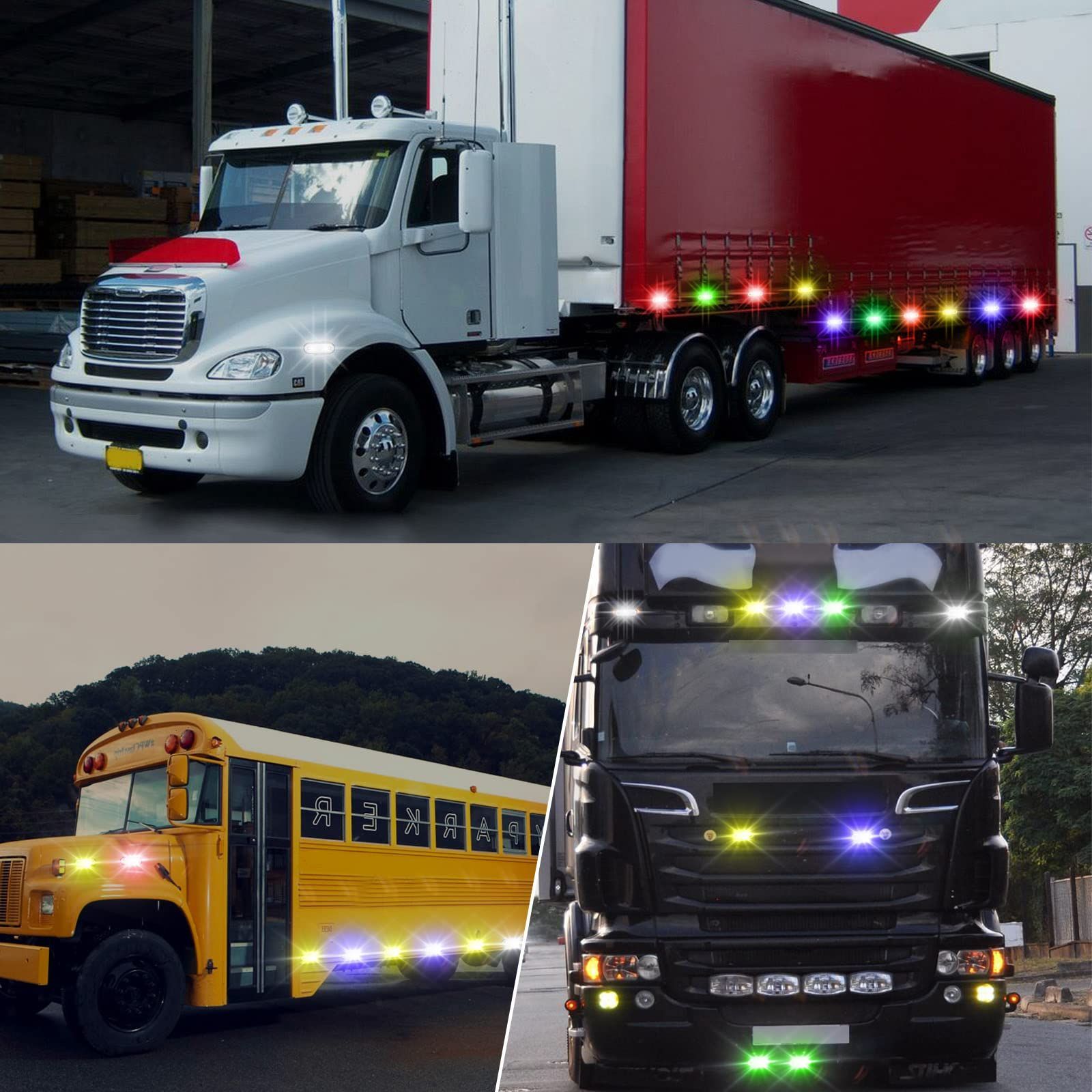 RCトラック 青龍デザイン LEDライト付き　デコトラ LED サイドマーカー 星型 青 ブルー 10個 セット 12V 24V