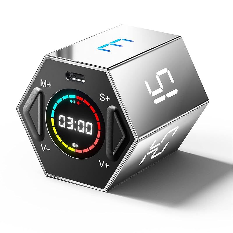TickTime 新時代のデジタルタイマー 正六角柱 ポモドーロ タイマー キッチンタイマー キューブタイマー 勉強 会議 スポーツテスト 1