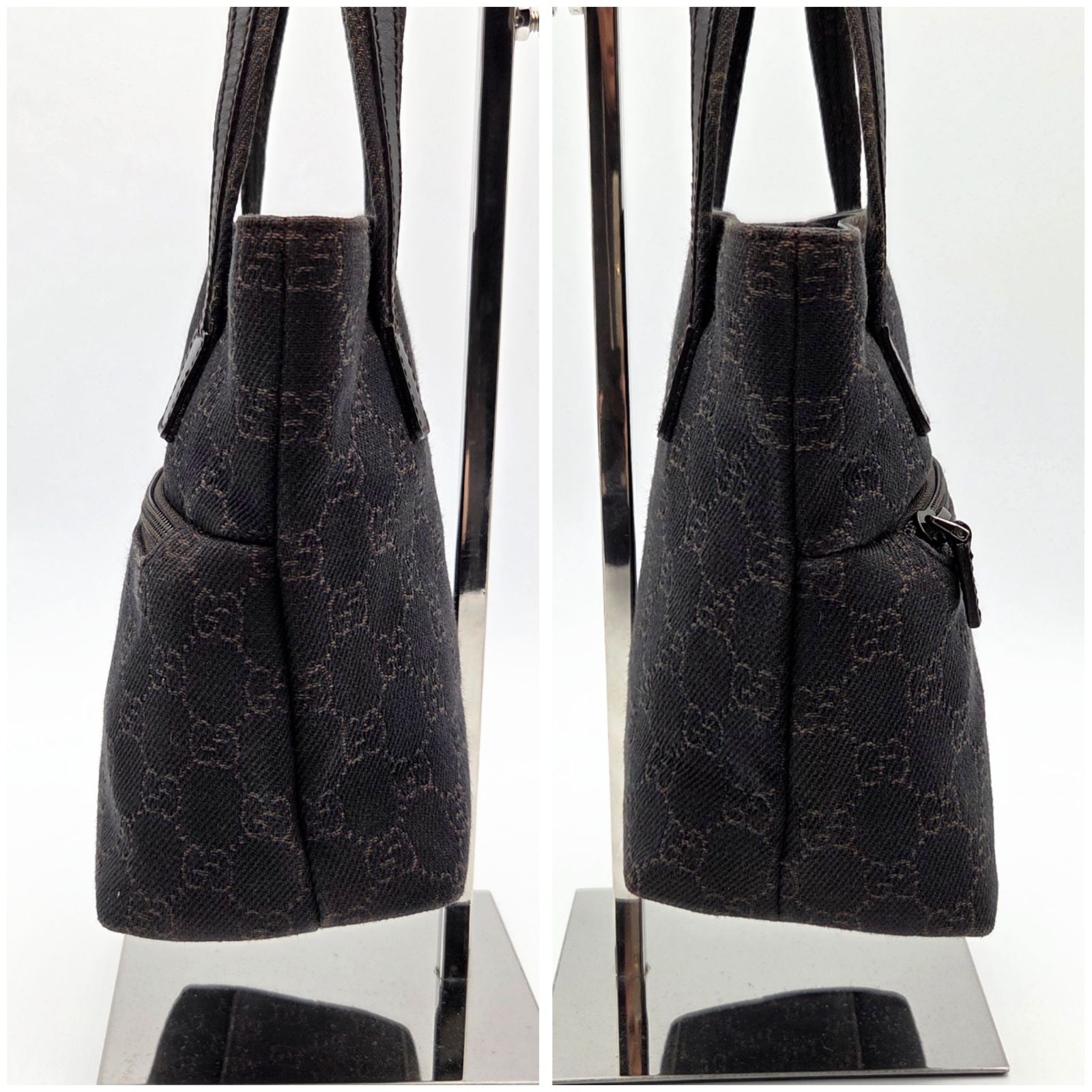 第一ネット グッチ 美品】GUCCI GGキャンバス ブラック ミニハンドバック バッグ