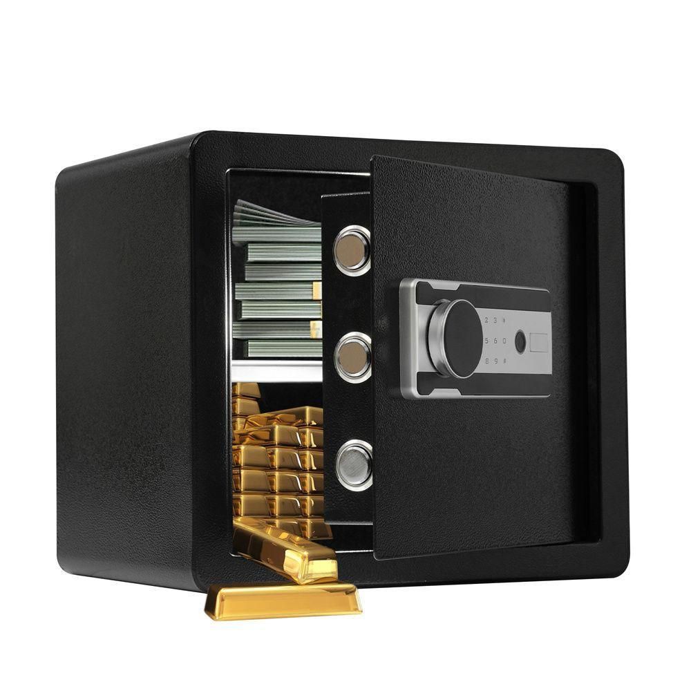 指紋認証 金庫 家庭用 28.8L 防犯金庫 緊急電池ボックス付き アラーム
