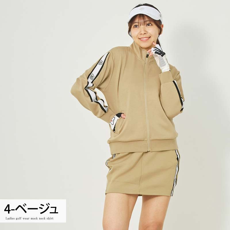 ゴルフウェア レディース 上下セットアップ gs GOLF ジップアップジャケット スウェットジャージ トレーナー スカート リブロゴライン切替 おしゃれ かわいい 韓国系 秋冬 春夏 ブランド 5-グレー LLC-HASEGAWATOSO_COM