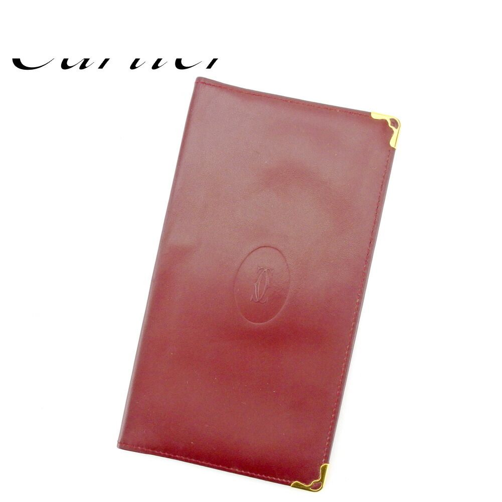 カルティエ CARTIER 手帳カバー マストライン ボルドー ゴールド レディース