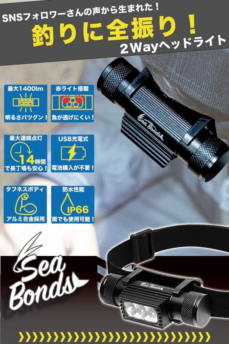 釣り 魚への刺激を抑える ヘッドライト 防水機能搭載 首掛け 【公式通販】