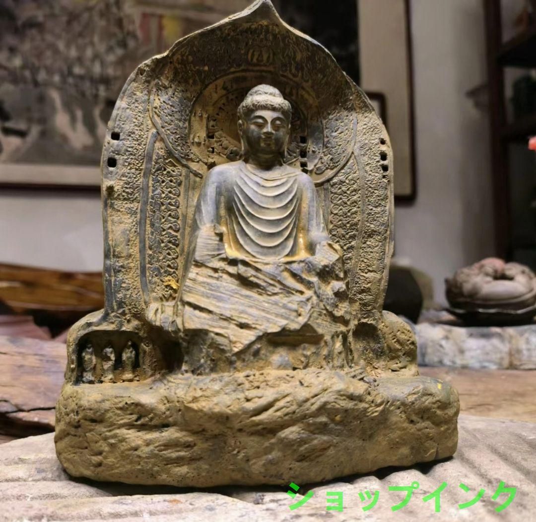 石仏 石像 龍門石窟盧舎那大仏仏像 家内 茶室 禅意 置物 工芸品 石像 石仏 龍門石窟盧舎あの大仏 禅意供養 文房 茶道玄関 置物