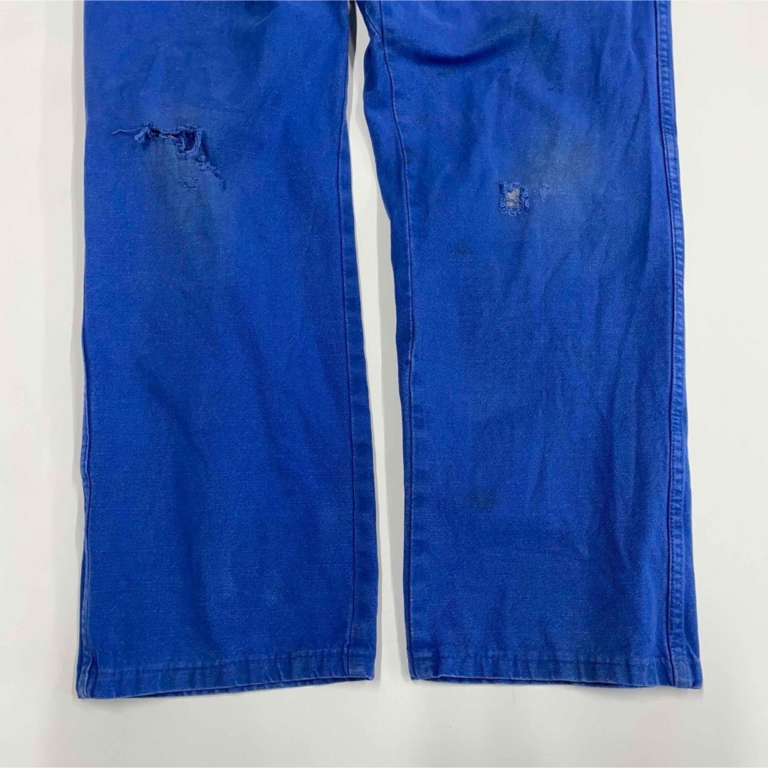 W38 ユーロヴィンテージ 70s フレンチワークパンツ ブルー メンズL