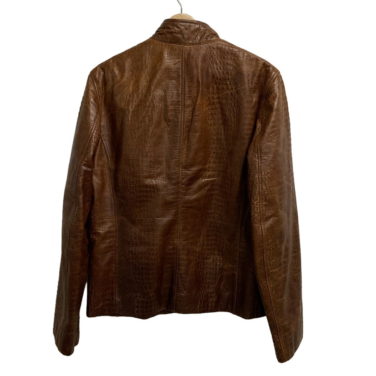 アルマーニコレッツォーニ ライダースジャケット サイズ48 M メンズ - ダークブラウン 長袖 型押し加工 ジップアップ 春 秋