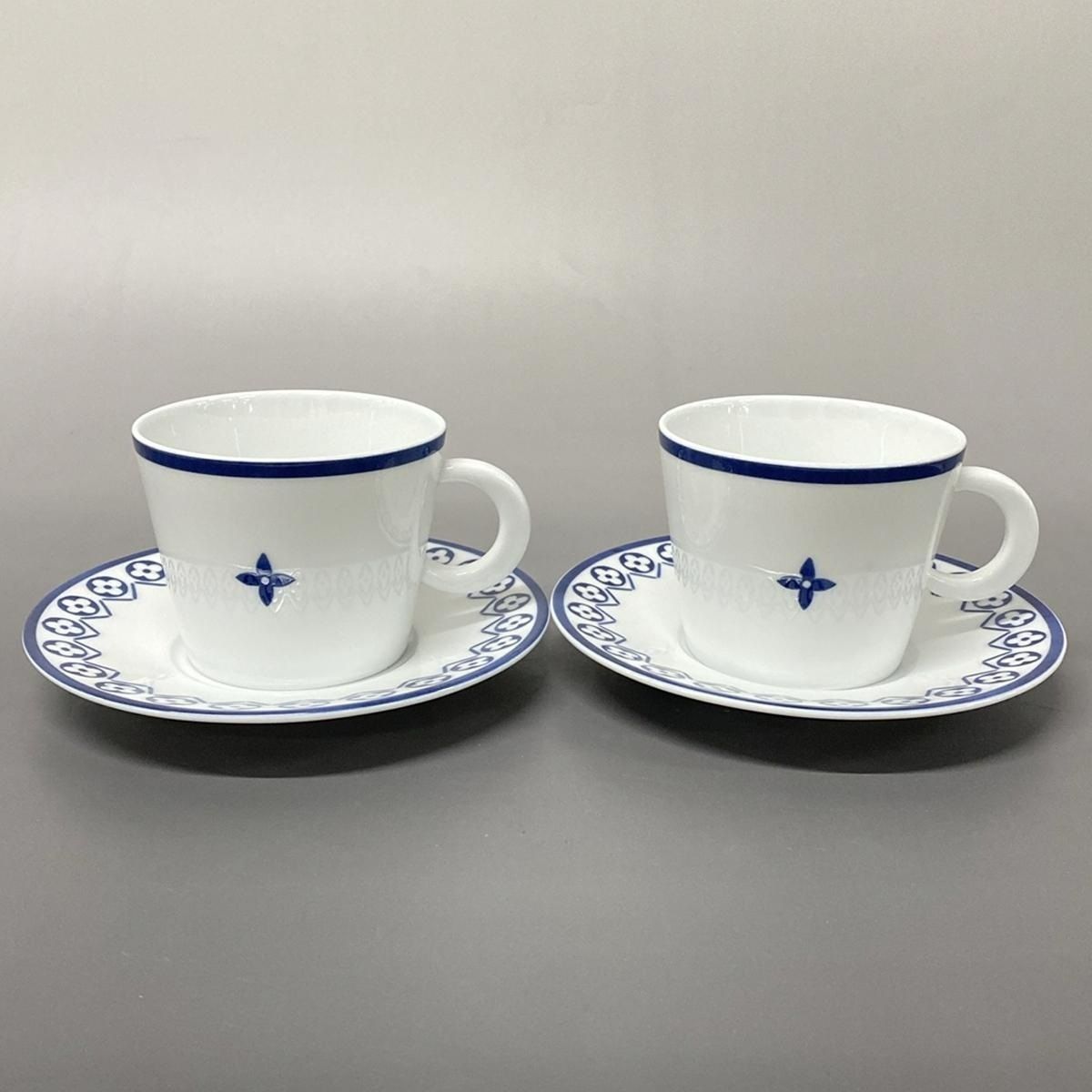 LOUIS VUITTON(ルイヴィトン) カップ&ソーサー新品同様 Set Of 2 Teacups And Saucers R95655 ブルー  モノグラム・フラワー タイル - メルカリ