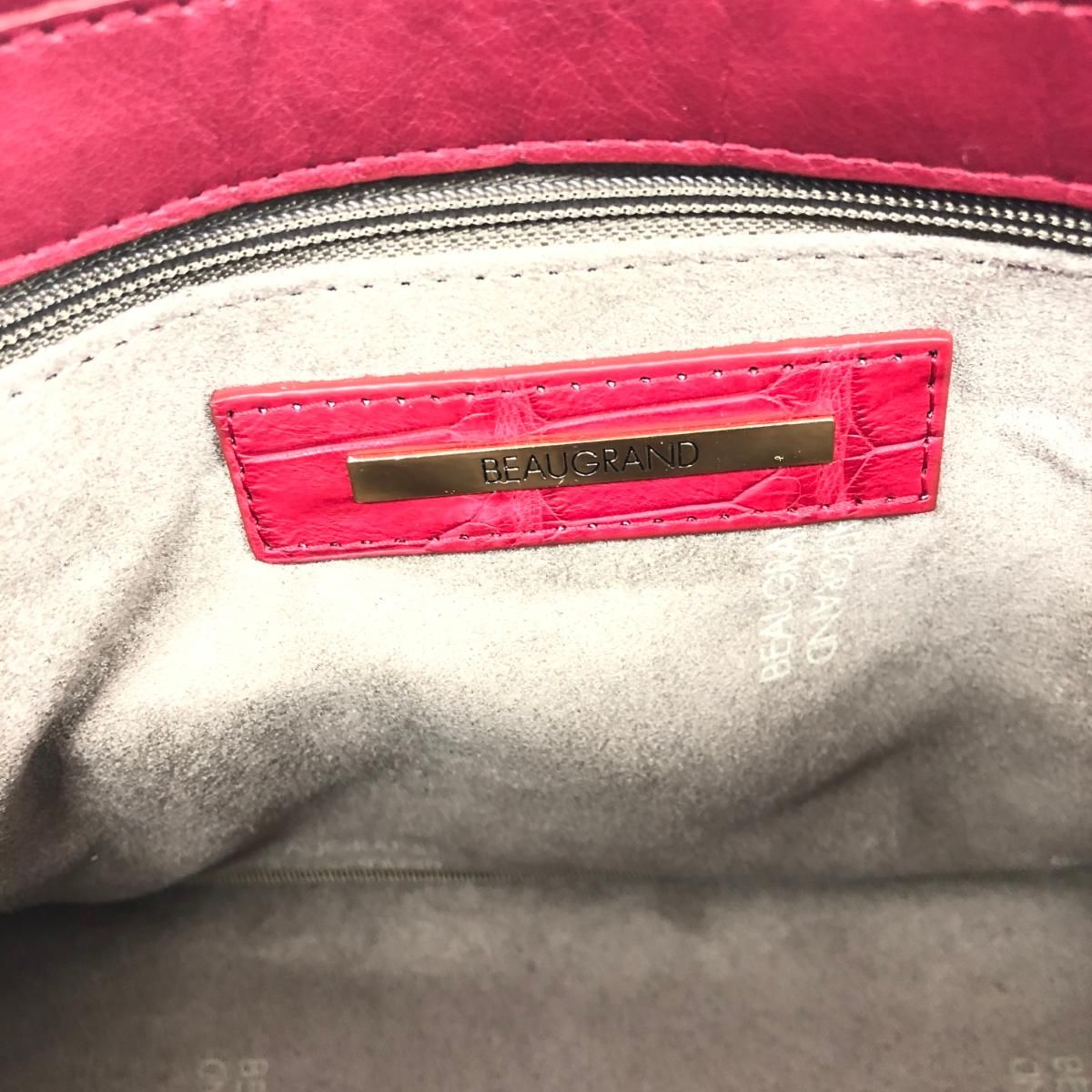 美品 Beaugrand ボーグラン JRA 2WAYバッグ レッド クロコダイル 
