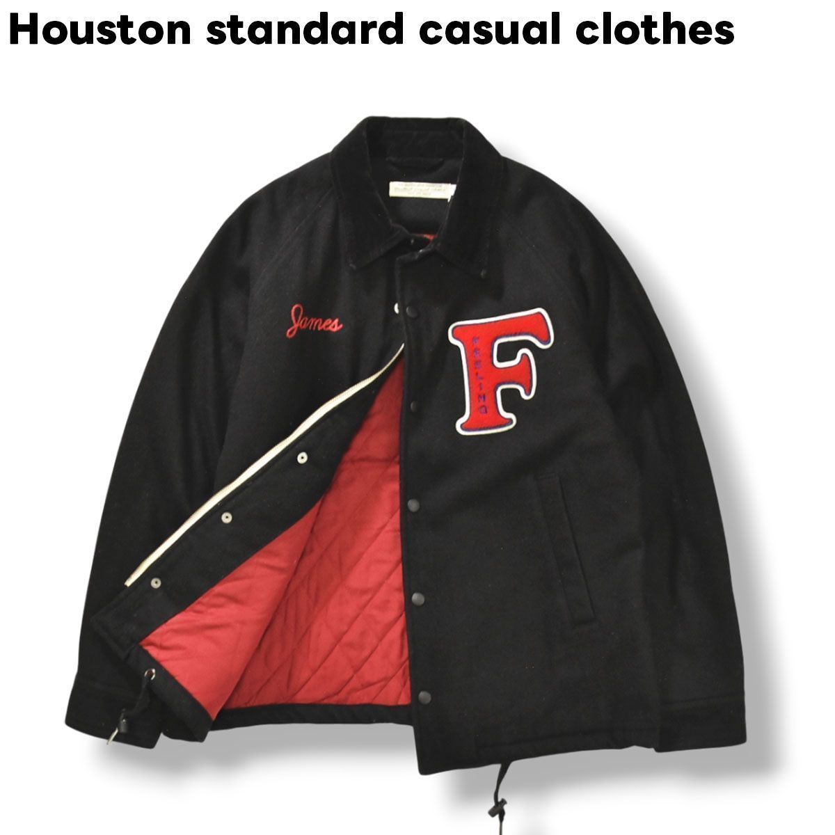 HOUSTON コーデュロイ ブラック スタジャン L