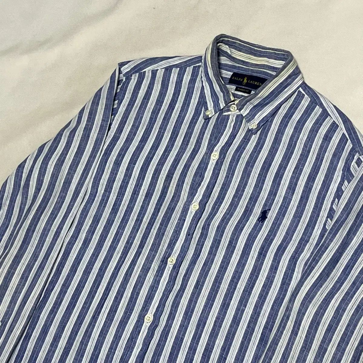 M POLO RALPH LAUREN ポロラルフローレン ストライプ リネン シャツ