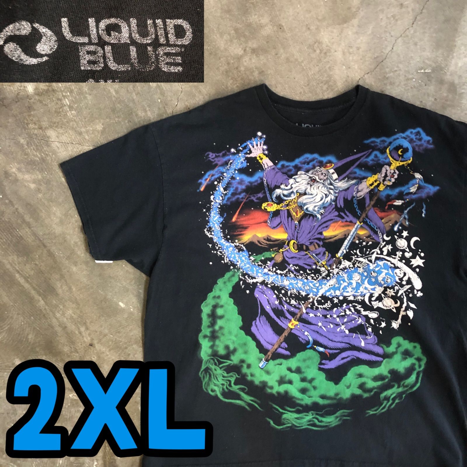 13T6239 LIQUID BLUE Tシャツ Wizzard 魔法使い　古着 T6239 LIQUID BLUE Tシャツ Wizzard 魔法使い 古着 - メルカリ