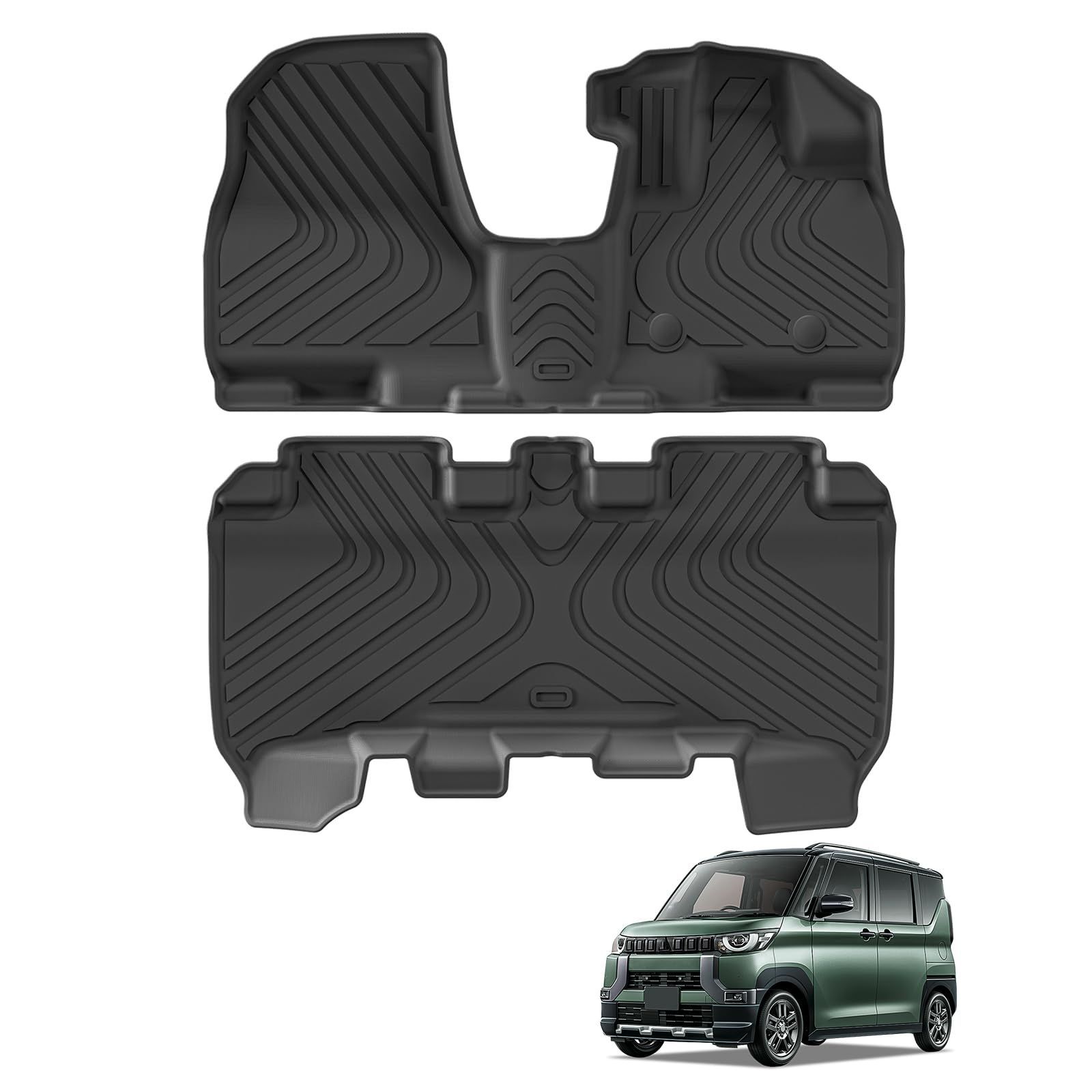 TPE素材 カーマット 防水 R2.3~現行 ROOX ゴミ 2列目用マットセット ＋ 汚れ フロント用 2025年5月-現行 掃除 mini DELICA キズ 3D立体カーマット 防止 40系 カバー保護 ルークス カスタム ニッサン カ