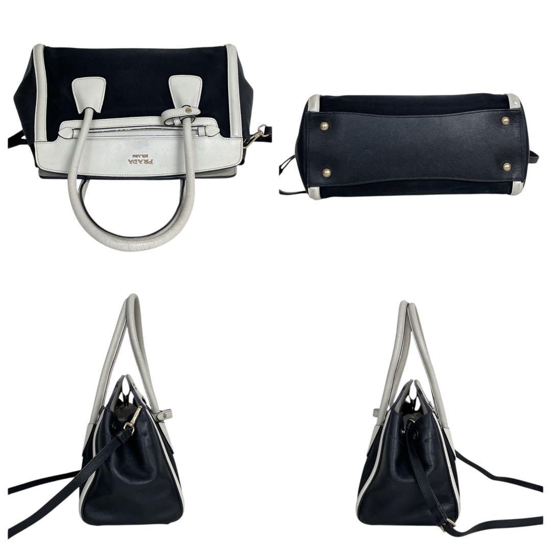 超希少　プラダ ハンドバッグ　サフィアーノ 三角ロゴ　バイカラー　5112 超希少 プラダ ハンドバッグ 2way ショルダーバッグ サフィアーノ 三角