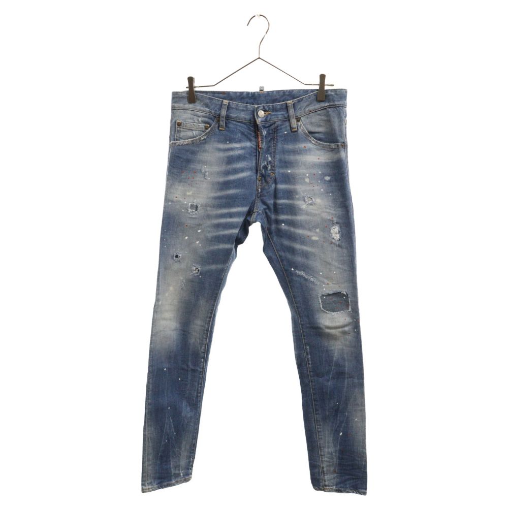DSQUARED2 (ディースクエアード) 16SS Cool Guy Jean ペイント ダメージ加工 ストレートデニムパンツ インディゴ S71LB0089 S30144