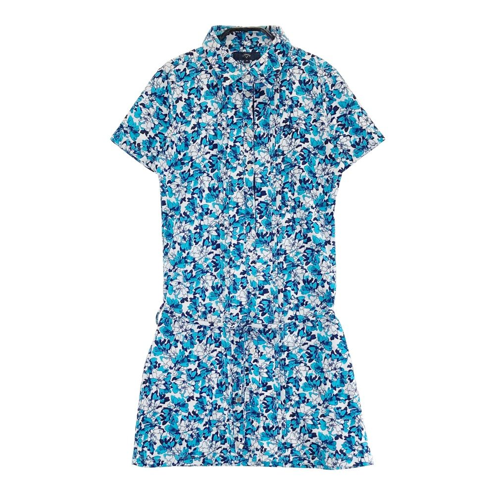 サイズ：M CALLAWAY キャロウェイ 半袖ワンピース 花柄 ブルー系