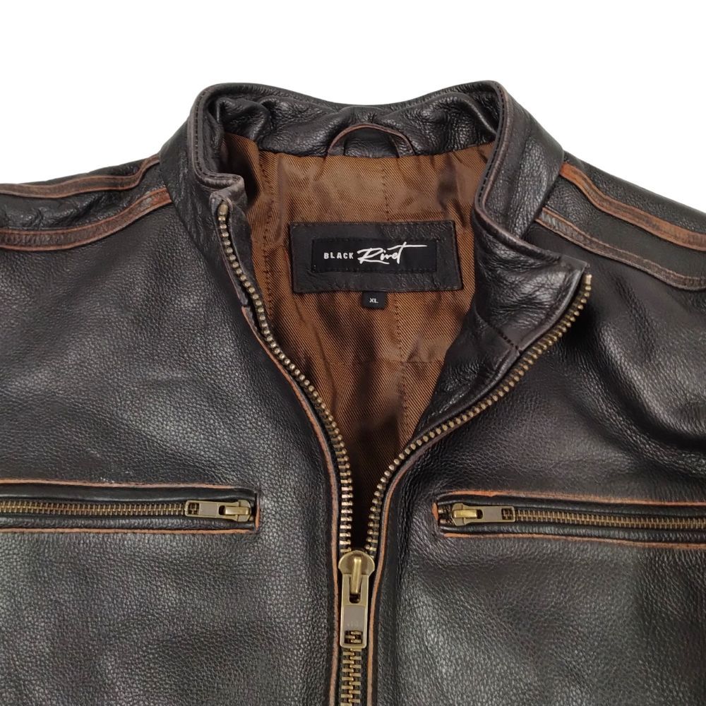 BLACK RIVET シングルレザー ライダースジャケット ブラック サイズXL