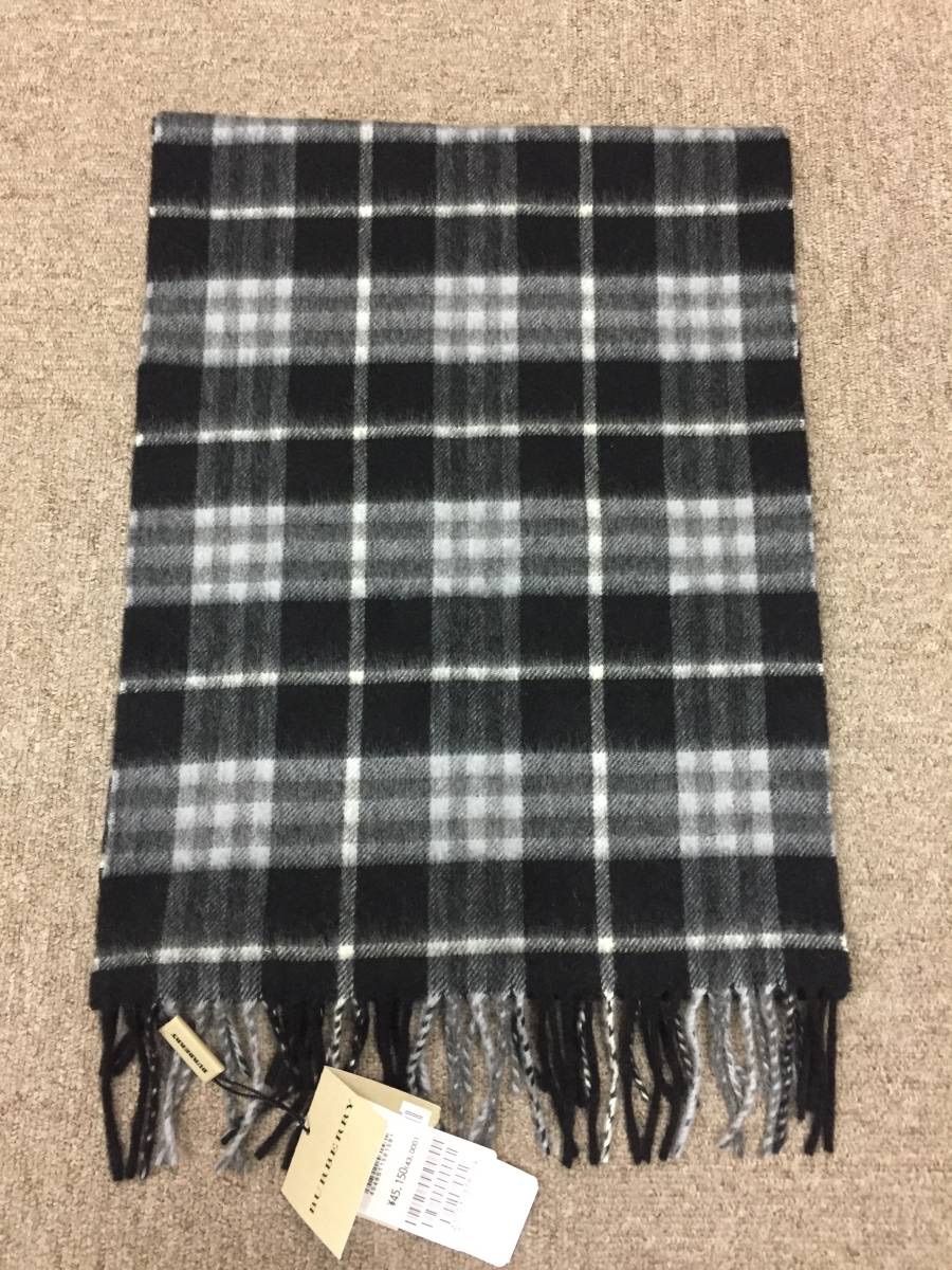 BURBERRY カシミヤ フリンジマフラー チェック柄 BURBERRY (バーバリー