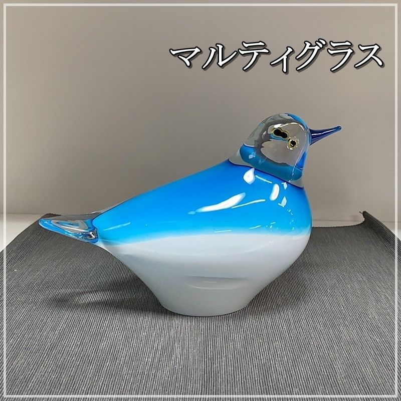 レトロ MultiGlass マルティグラス 青い鳥 全長35cm ガラス 置物 トリ