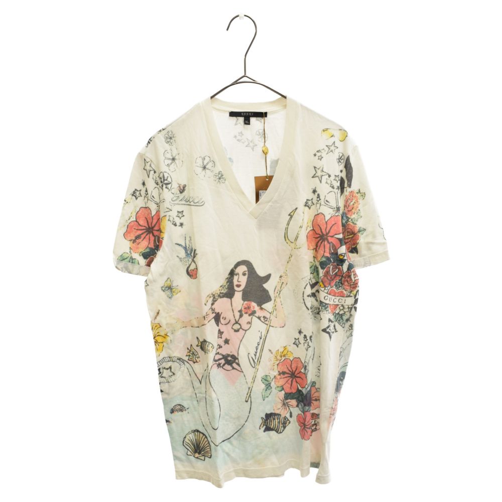 GUCCI (グッチ) 09SS マーメイドタトゥー VネックTシャツ カットソー 