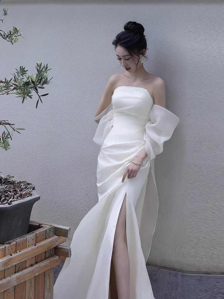 流行 結婚式 前撮り ロケーション撮影 サテン マーメイド オフショル