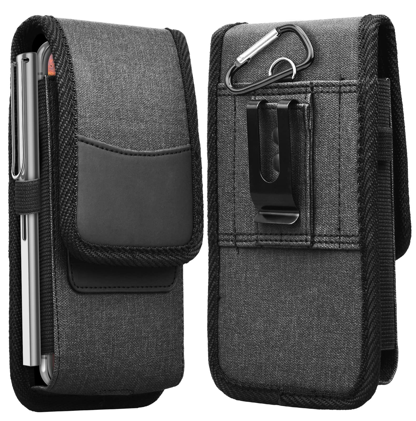 Takfox 特大電話ホルスター Samsung Galaxy S24 Ultra Note 20 Ultra S23 Plus S22 S21 FE 5G Note 10 Plus A35 A55 A14 A23 A15、iPho [02-ブラック グレー]
