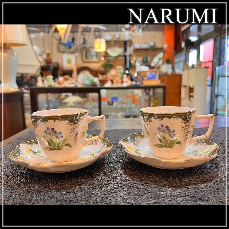 ナルミ カップ＆ソーサー 2客セット NARUMI 花柄 繊細 ティーカップ フラワー 植物 人気 ME0529-3