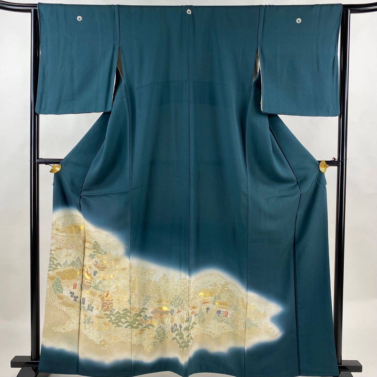 色留袖 身丈162cm 裄丈69cm L 袷 やまと 落款 草花 雲文 金彩 灰