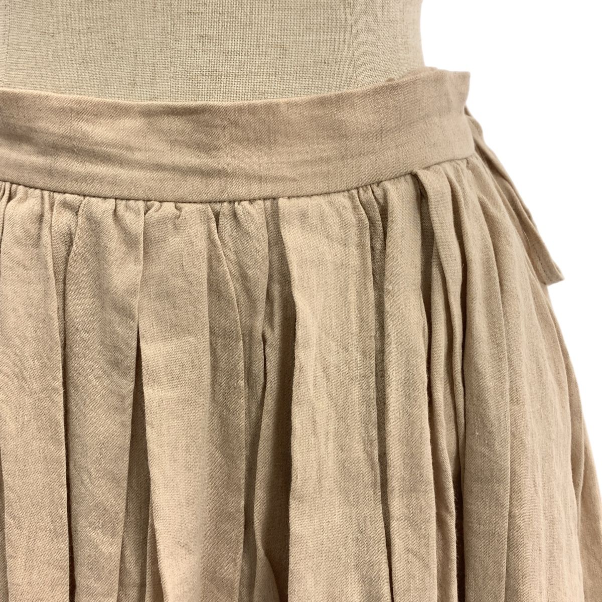 YAECA WRITE ヤエカライト S CHERRYE BLOSSOMS リネン コットン タック スカート S ベージュ レディース