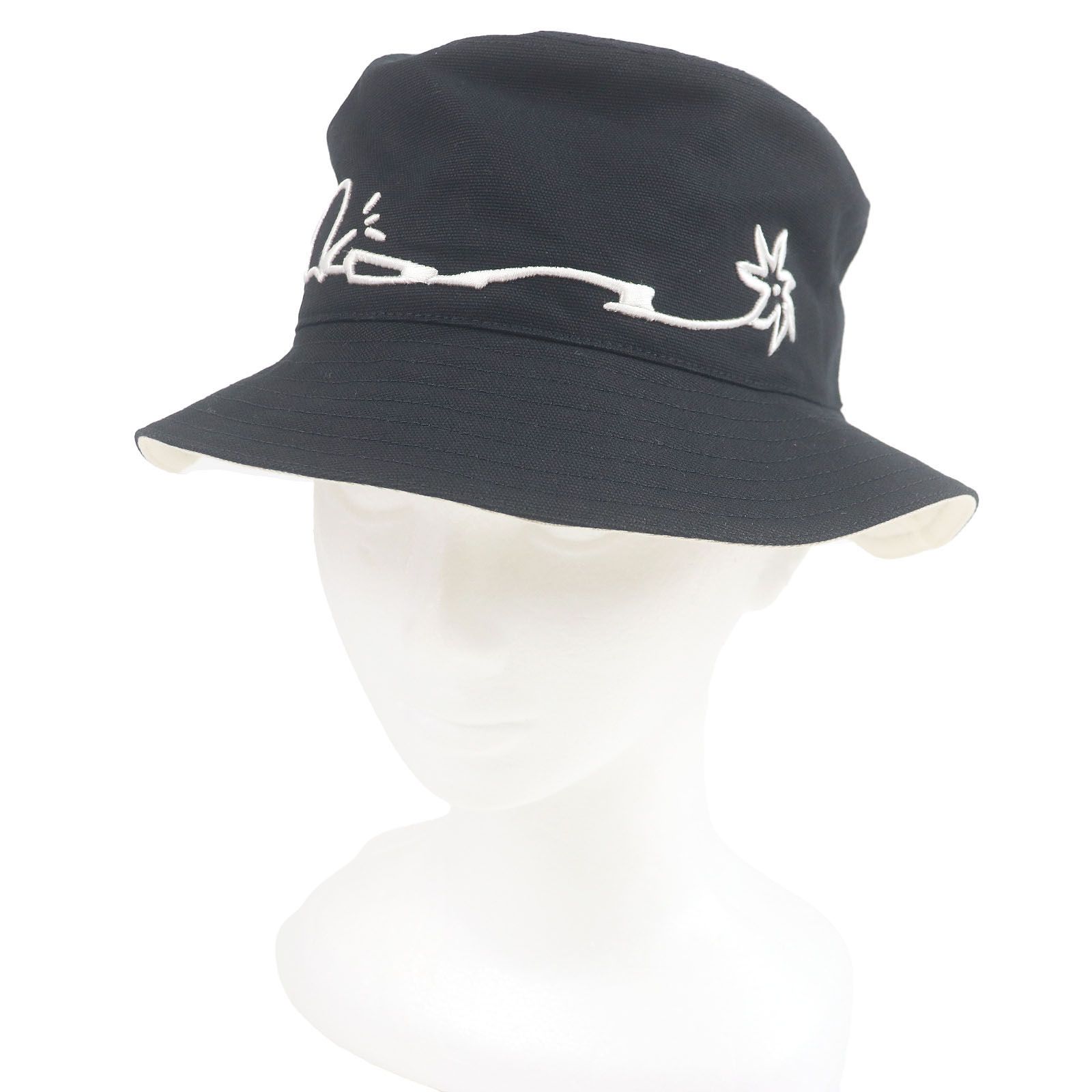 ♥品□DIOR Cactus Jack ディオール オム カクタスジャック トラヴィス スコット 033C906U4511 ロゴ刺繍 バケットハット 帽子 ブラック M イタリア製 正規品