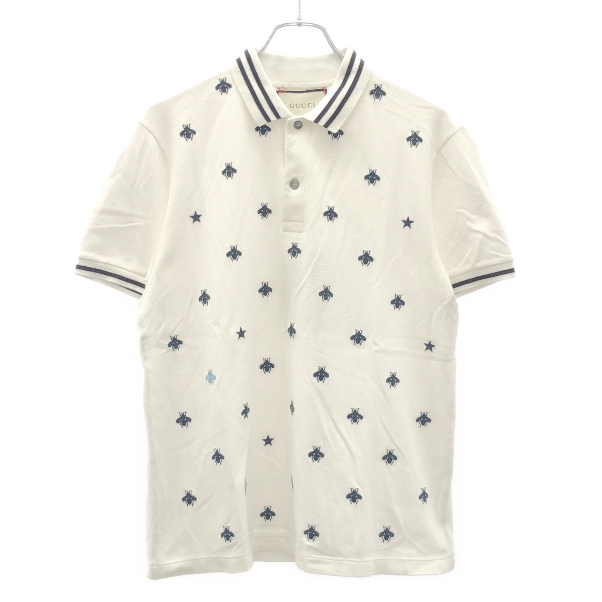 GUCCI グッチ 17SS ビー-スター刺繍コットンポロシャツ 431039 X5B55 ホワイト L