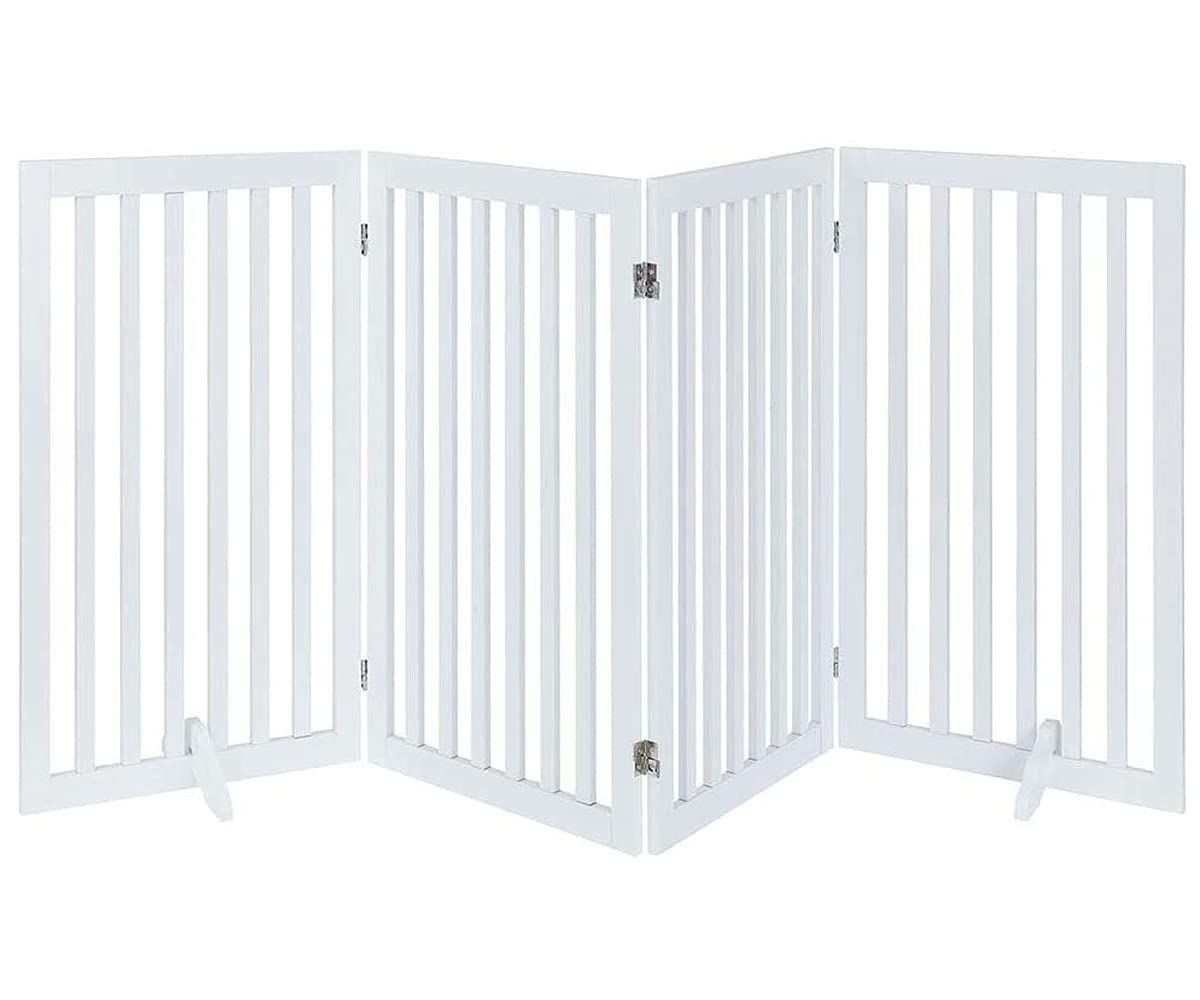 大人気 白い ハイタイプペットゲート置くだけ木製バリア 犬用フェンス unipaws