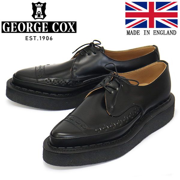 GEORGE COX (ジョージコックス) DIANO 3705 V ラバーソール レザーシューズ 040 BLACK gc UK8.5-約27.5cm