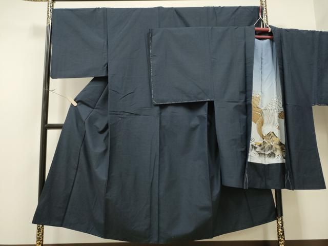 平和屋着物●男性 紬 アンサンブル 霞文 正絹 CAAR7824hy