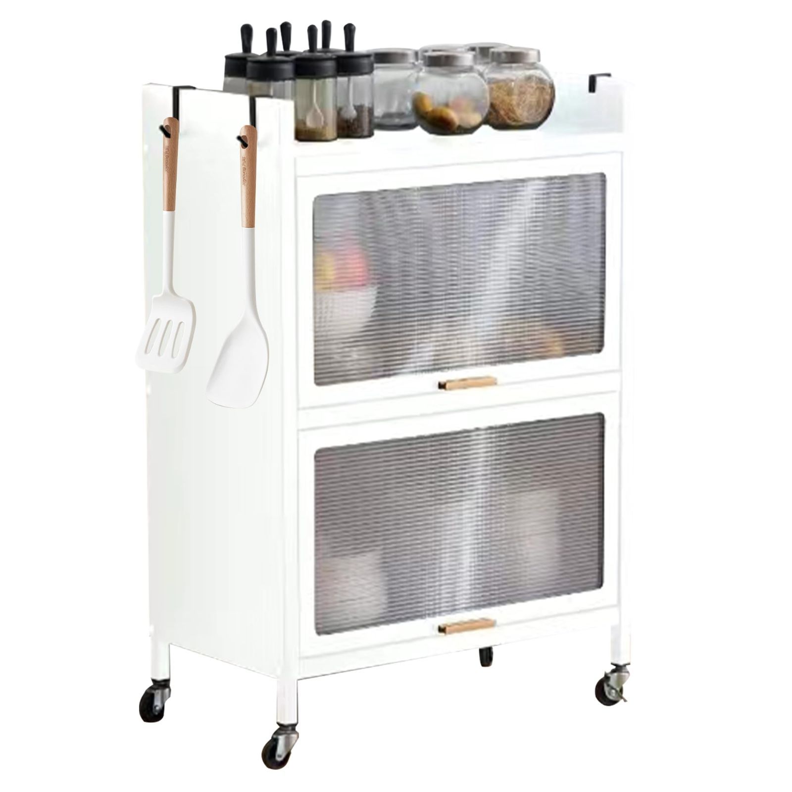 商品 収納棚 本棚 大容量 スリム 透明扉付 オープンラック 防塵 家電ラック 作業台 多機能収納ラックリビングルーム 家電収納 寢室 2段 ホームオフィス キッチンラック 省スペース キッチン収納 頑丈 食器棚 キャスター付き