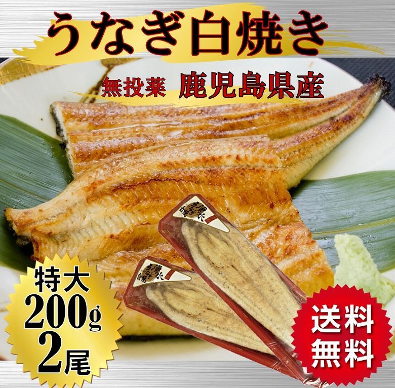 うなぎ ウナギ 白焼き 鰻白焼き 国産 鰻 白焼き 約200ｇ 2尾 特大