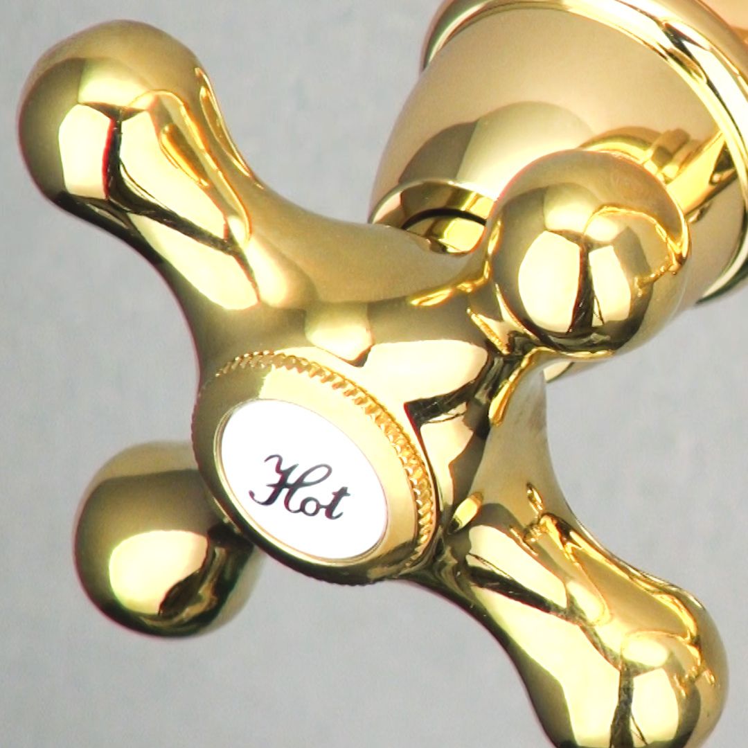 ♥ KAKUDAI 2ハンドル混合栓 ゴールド _ 126-007-G