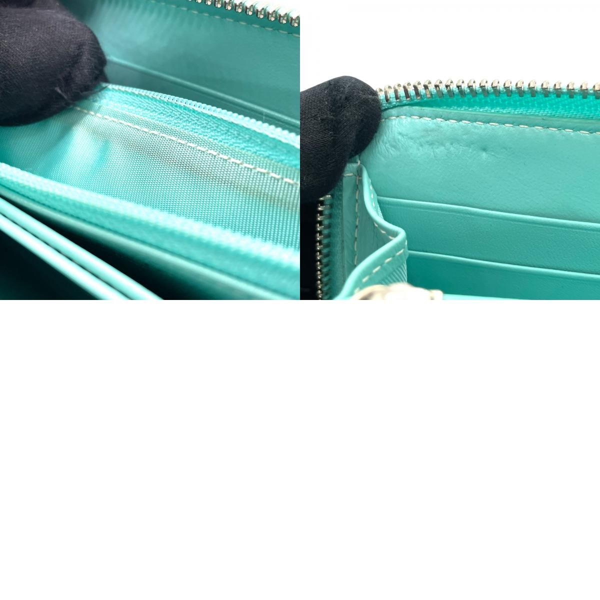 極美品 Tiffany & Co. ティファニー 長財布 ラウンドファスナー 水色