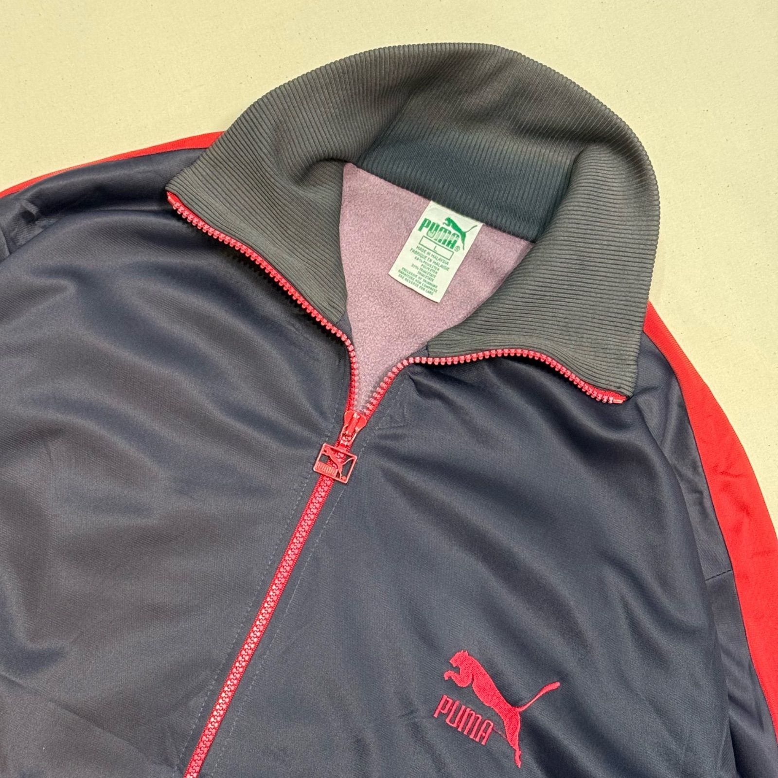 80s PUMA マレーシア製 トラックジャケット ジャージ ネイビー L