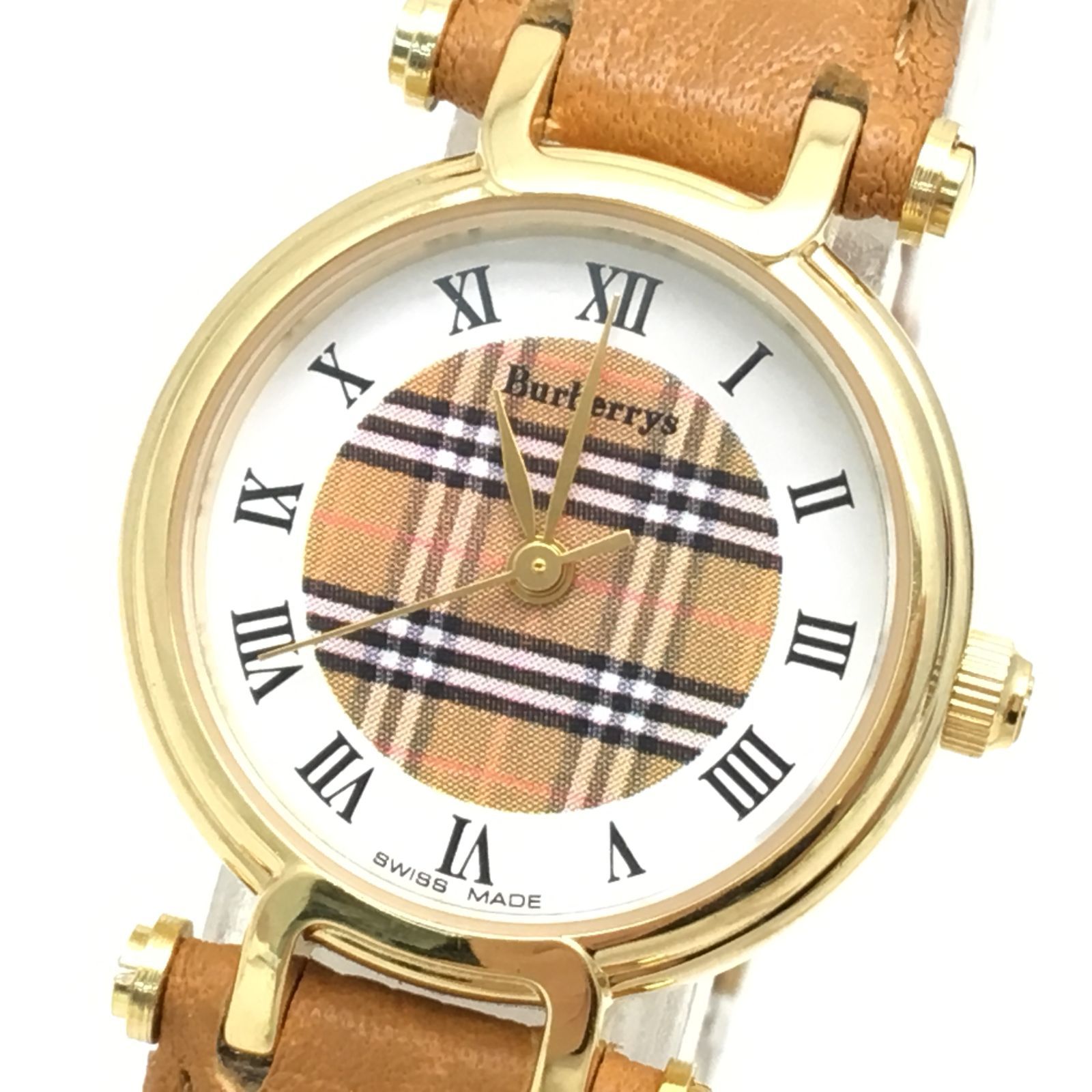 バーバリー 11200Ｌ レディース 腕時計 白×ノバチェック☆ - 時計