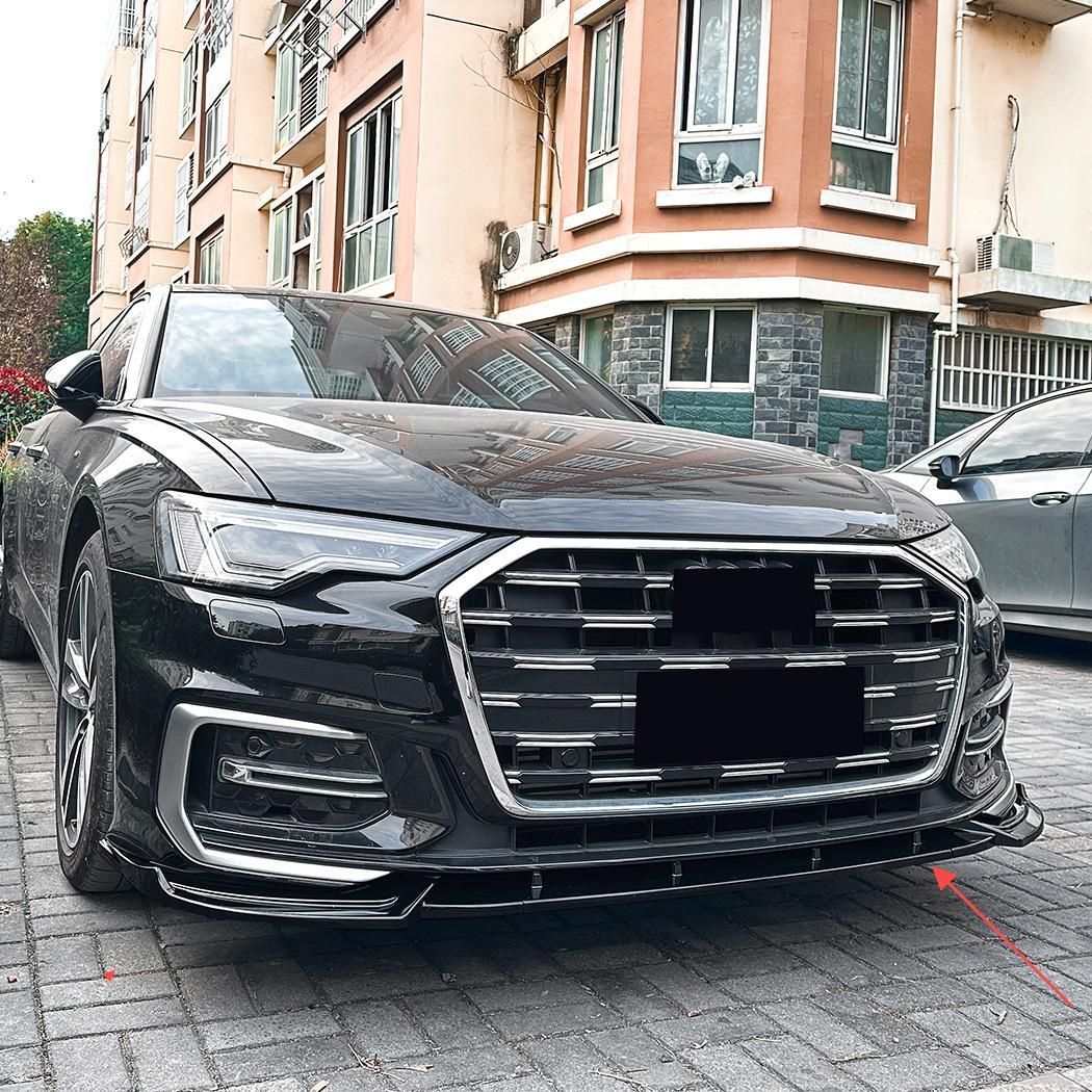 Audi A6 C8 Sline 2018-2025 一体型フロントリップスポイラー ABSエアロ 外装カスタム ピアノブラック |4.29