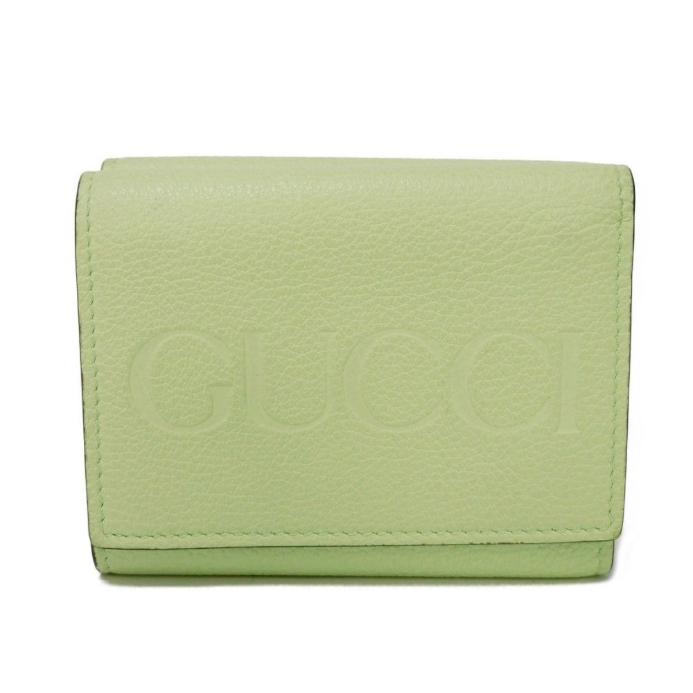 GUCCI グッチ エンボス ロゴ ミニ ウォレット パステル トリフォールド コンパクトウォレット 札入れ カードケース コインケース ライトグリーン 三つ折り財布 731694 0E8IG 3801